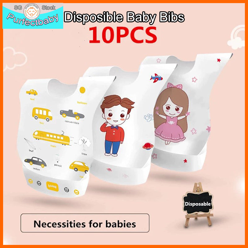 โค๏ธ10pcs Disposable Baby Bibsโค๏ธInfant Disposable Feeding Bib Waterproof Baby Saliva Bibs For Kids Children Toddler